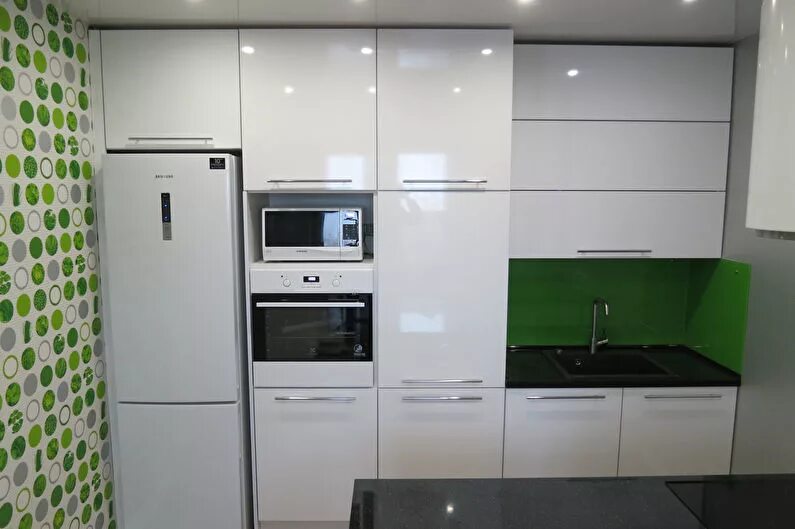 Кухонный гарнитур с холодильником фото Встроенные кухни - 65 фото, дизайн интерьера кухни