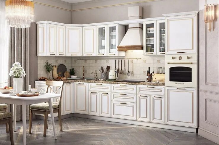 Кухонный гарнитур с карнизом фото Угловая кухня Атланта 1 с карнизом в Омске купить подешвле - отличная цена