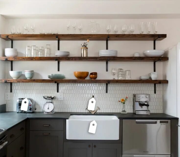 Кухонный гарнитур с открытыми полками сверху фото Pin by Steward'ess on Kitchens Kitchen decor modern, Kitchen decor, Kitchen