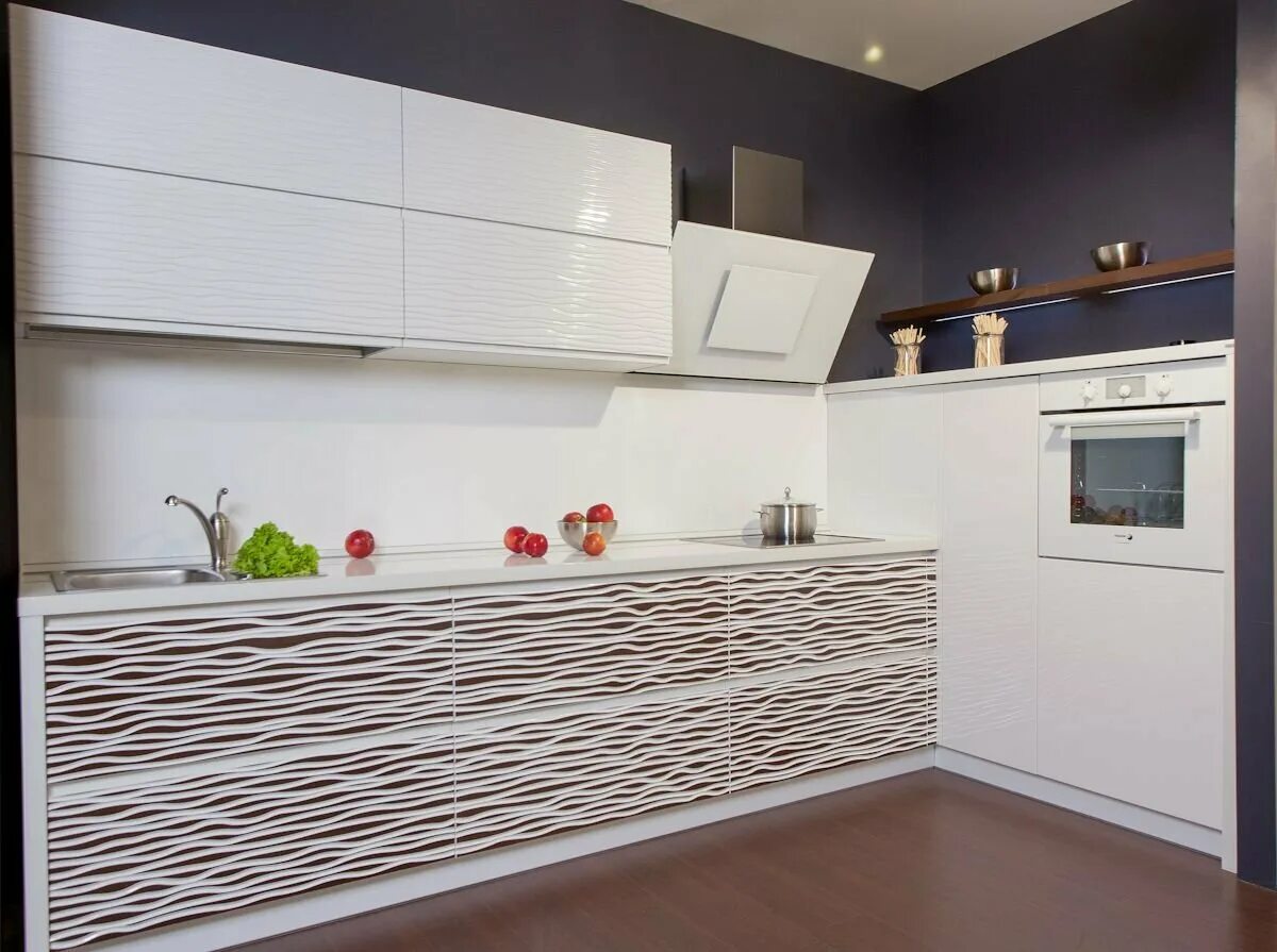 Кухонный гарнитур с рифлеными фасадами фото Фрезеровка волна на фасадах: найдено 90 картинок