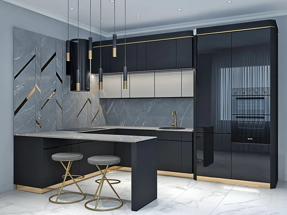 Кухонный гарнитур с рифлеными фасадами фото Кухни Platino mobili - эксклюзив по адекватной цене