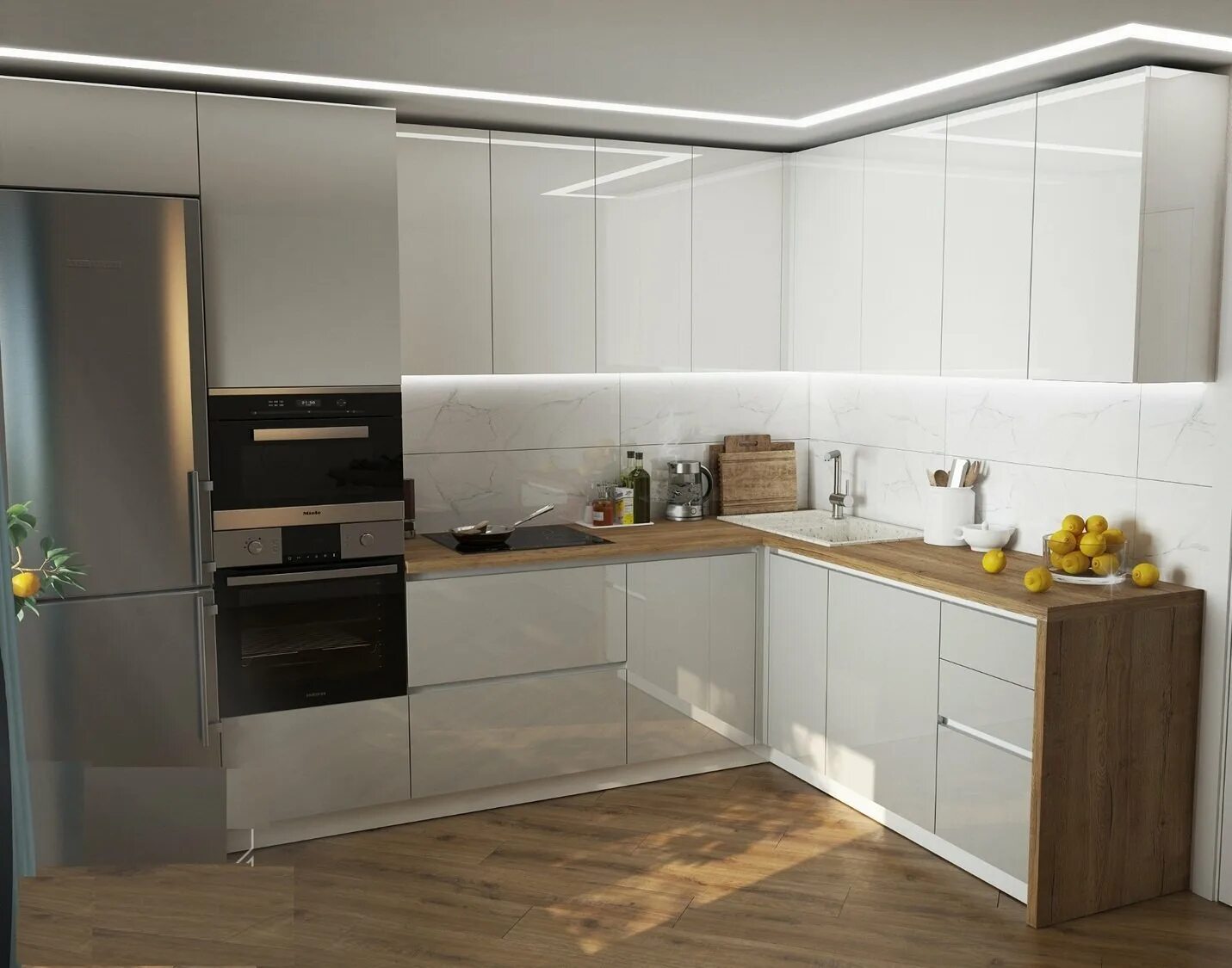 Кухонный гарнитур с ручкой гола фото Кухня с гола профилем фото - SadPhoto.ru