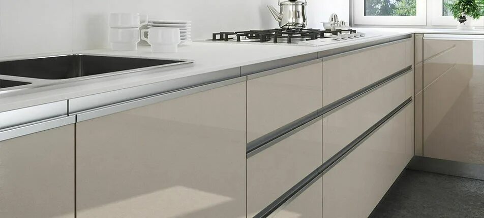 Кухонный гарнитур с ручкой гола фото СКРЫТЫЕ РУЧКИ Купить кухню в Обнинске Ваша Кухня