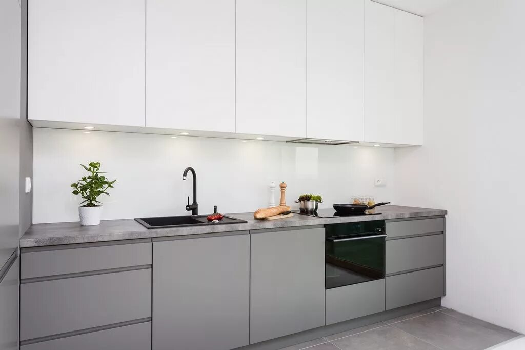 Кухонный гарнитур с ручкой гола фото Кухня матовая 09 заказать недорого в Москве - 1Кухонный