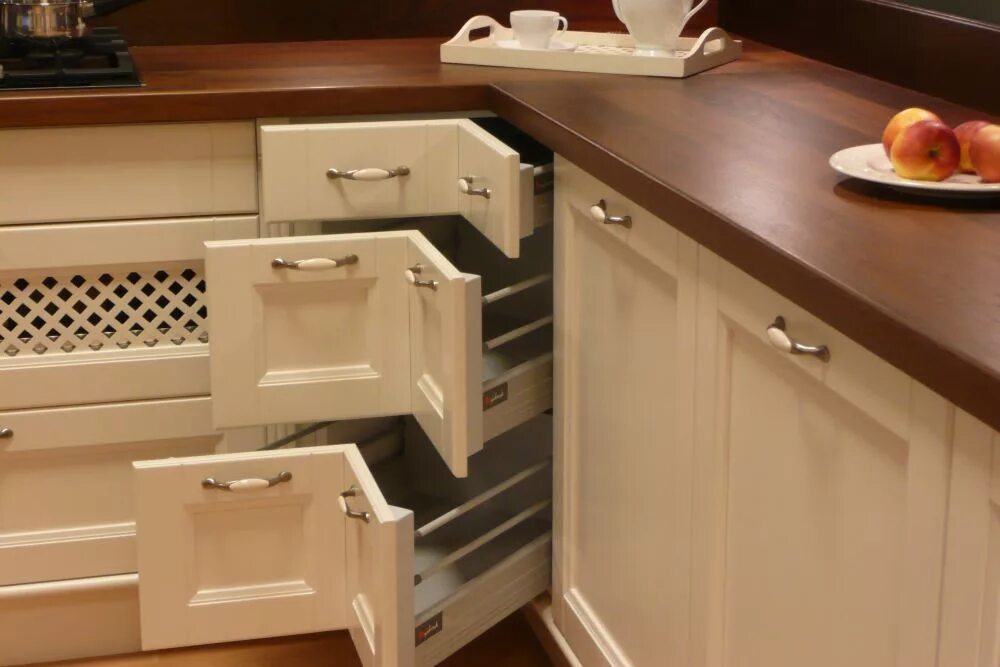 Кухонный гарнитур с ящиками фото Напольные кухонные шкафы: разновидности, выбор и размещение