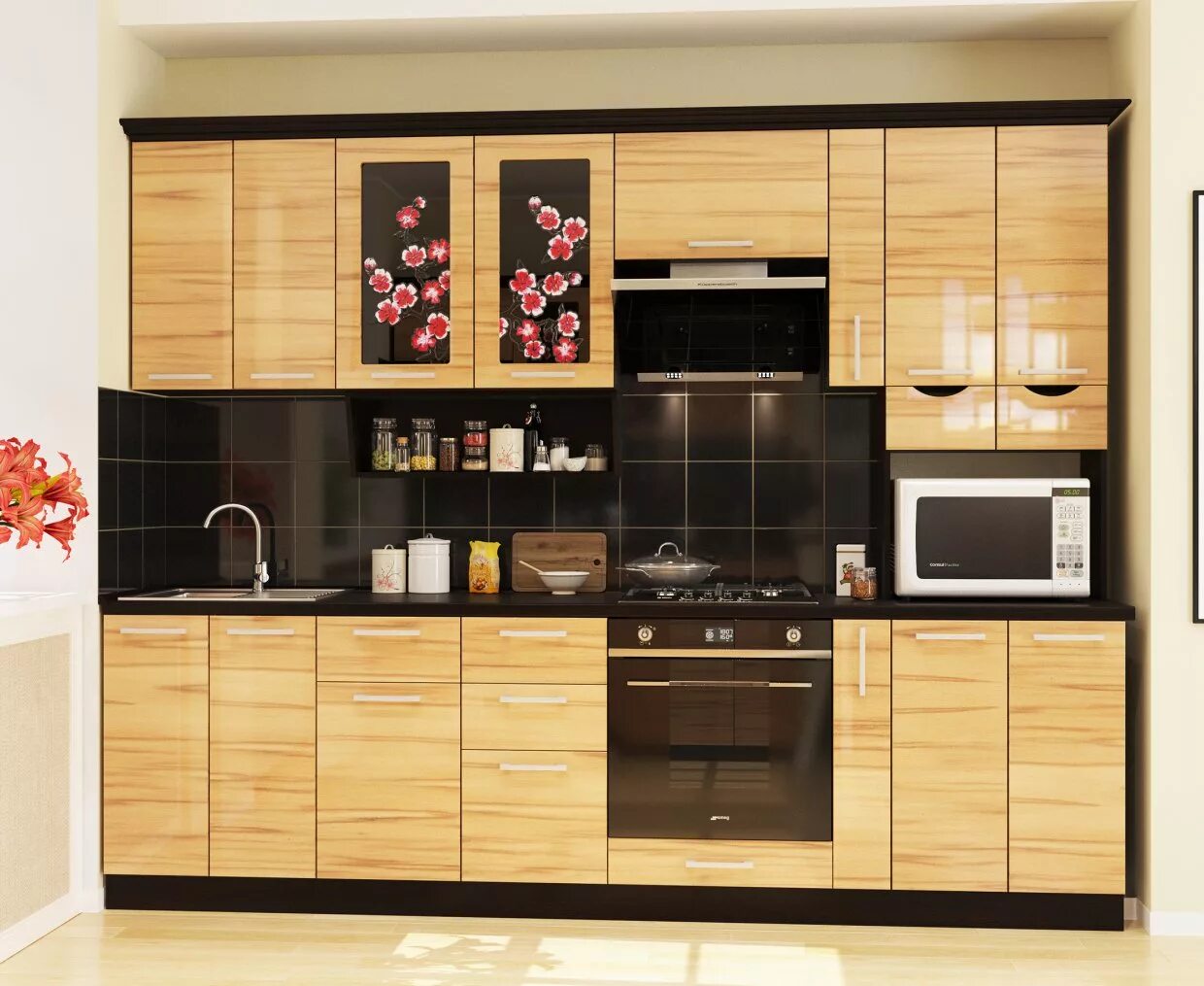 Кухонный гарнитур сакура фото Кухня "Сакура - 5" купить в Новосибирске по низкой цене