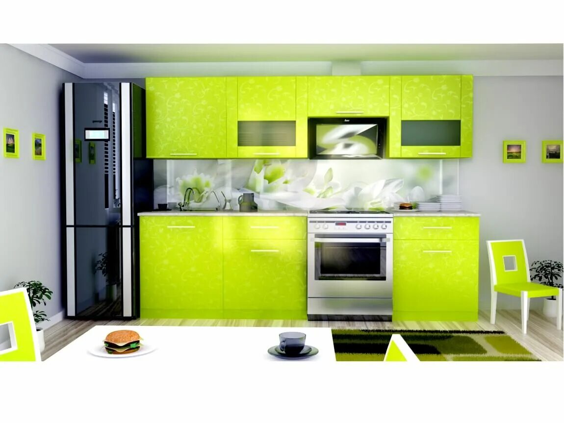 Кухонный гарнитур салатового цвета фото Кухня Венеция Лайм 1800 - купить в Нижневартовске на Вартовск-Мебель.Ру