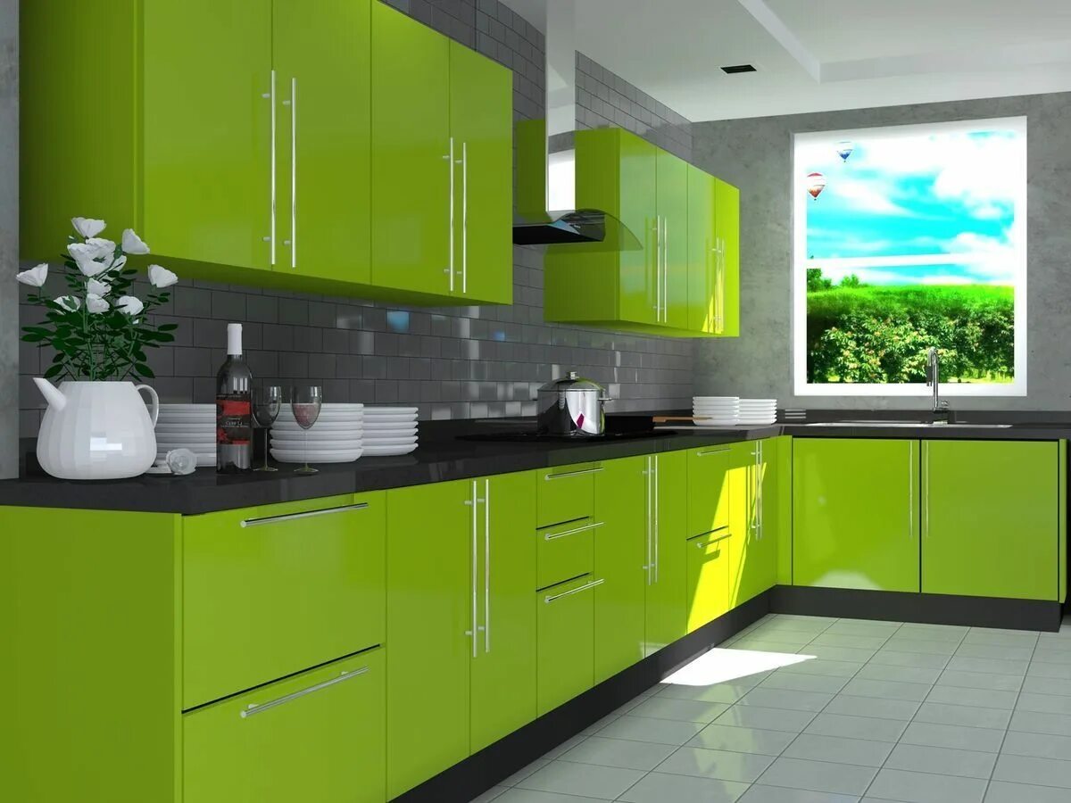 Кухонный гарнитур салатового цвета фото Kitchen Cabinets Color Latest Classy Beautiful kitchen cabinets, Interior design