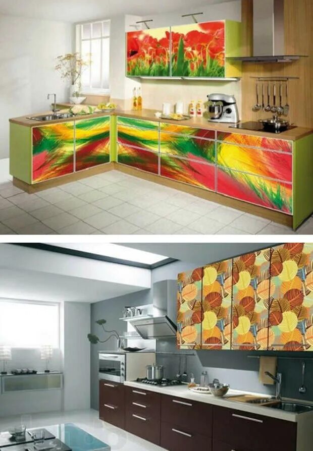 Кухонный гарнитур самоклеющей пленкой фото Кухня обклеенная самоклеющейся пленкой фото Duhi-Queen.ru