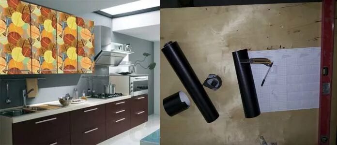 Кухонный гарнитур самоклеющей пленкой фото Обклеиваем шкаф самоклеющейся пленкой фото