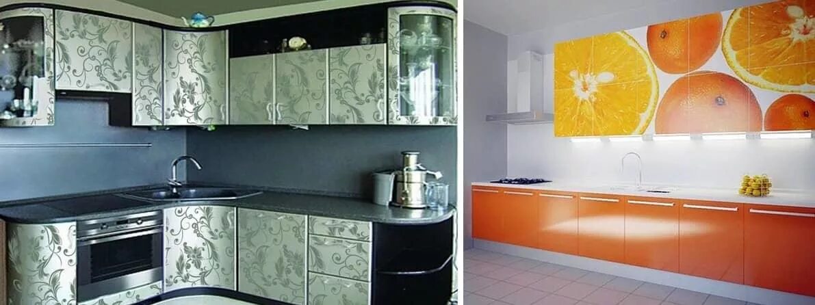 Кухонный гарнитур самоклеющей пленкой фото Кухни мдф пленка: клеящаяся с рисунком для фасадов, что лучше пластик или пленка