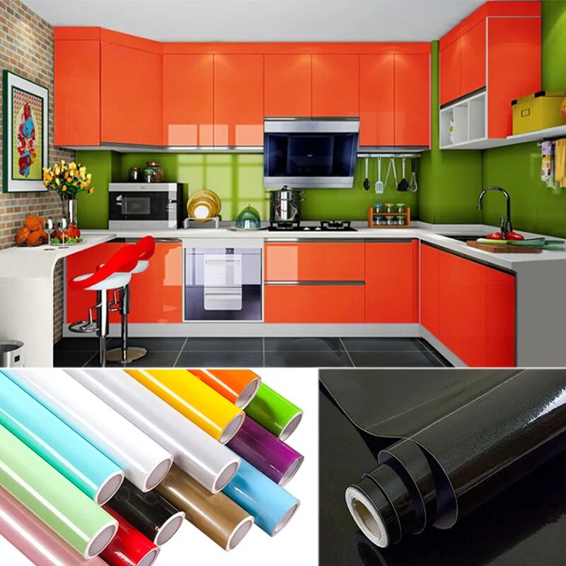 Кухонный гарнитур самоклеющей пленкой фото 3 м/5 м/10 м водостойкая декоративная пленка самоклеющиеся обои рулон для кухонн
