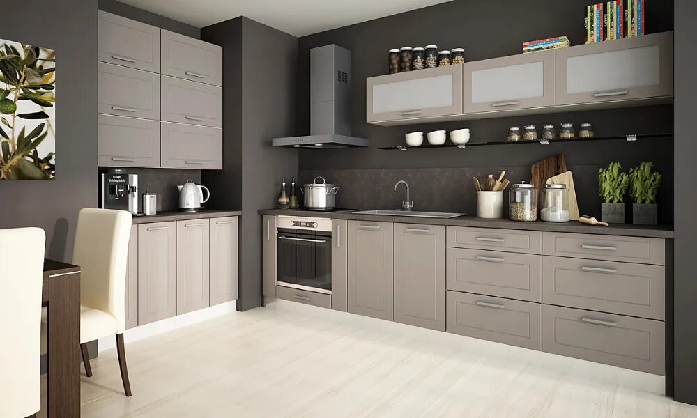 Кухонный гарнитур серо бежевый фото Серо-бежевые кухни: как выбрать кухню с серо-бежевыми фасадами?