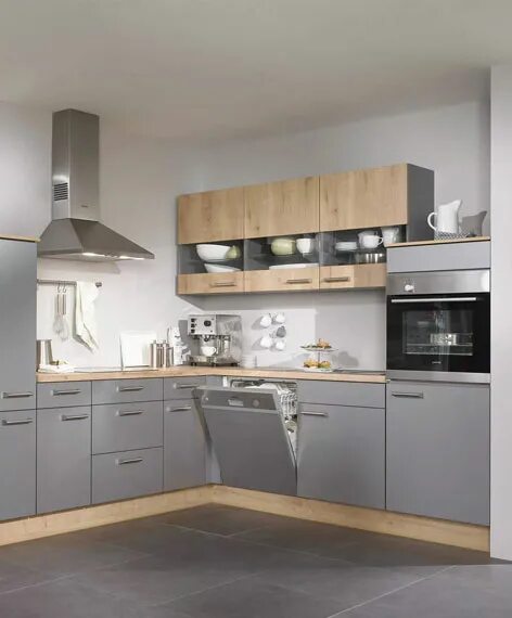 Кухонный гарнитур серого цвета фото Угловые кухни в Белгороде - Кухни на заказ угловой формы от 27000 рублей