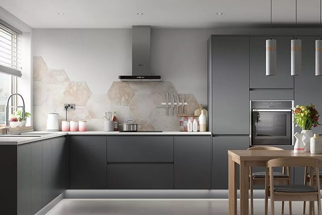 Кухонный гарнитур серого цвета в интерьере 40 Inspiring Dark Grey Kitchen Design Ideas - PIMPHOMEE Contemporary kitchen, Ki