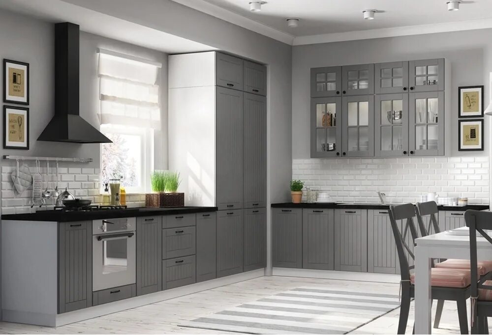 Кухонный гарнитур серого цвета в интерьере фото Кухонный гарнитур Мишель-9 купить за 57060 рублей с доставкой по Санкт-Петербург