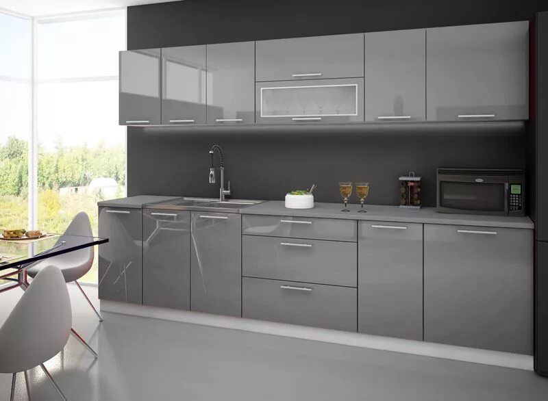 Кухонный гарнитур серый матовый фото Капсулы для пмм - CormanStroy.ru
