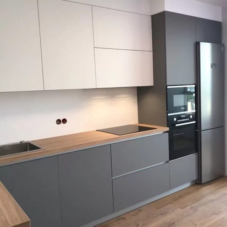 Кухонный гарнитур серый матовый фото Pin by Arielle G on Cocinas y Accesorios Kitchen design modern small, Kitchen fu