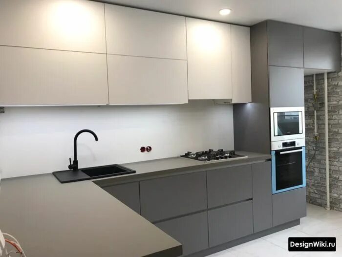 Кухонный гарнитур серый матовый фото Дизайн Угловой Кухни 2021: 137 фото, размеры, идеи мойки в углу Кухня в сером цв