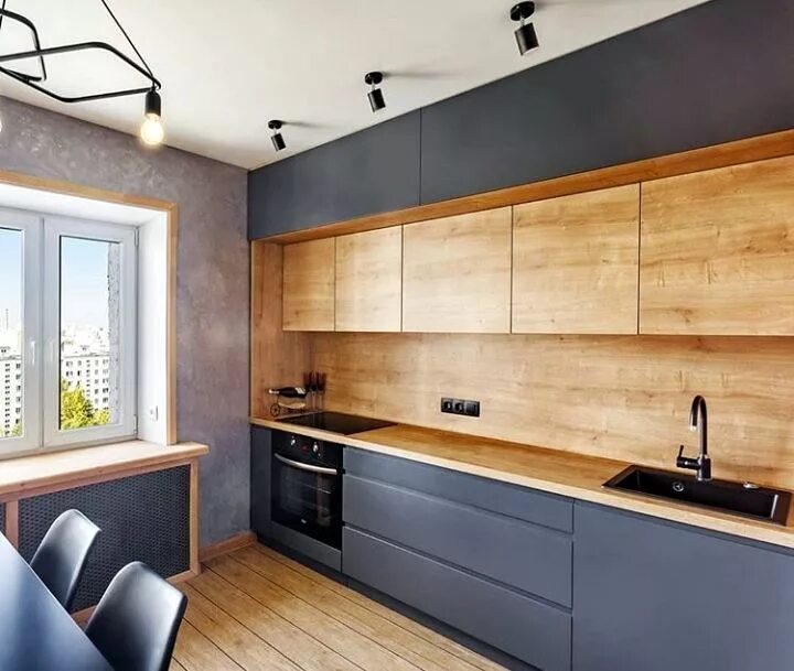 Кухонный гарнитур серый с деревом в интерьере Кухня бетон дерево Arredo interni cucina, Arredamento moderno cucina, Design del
