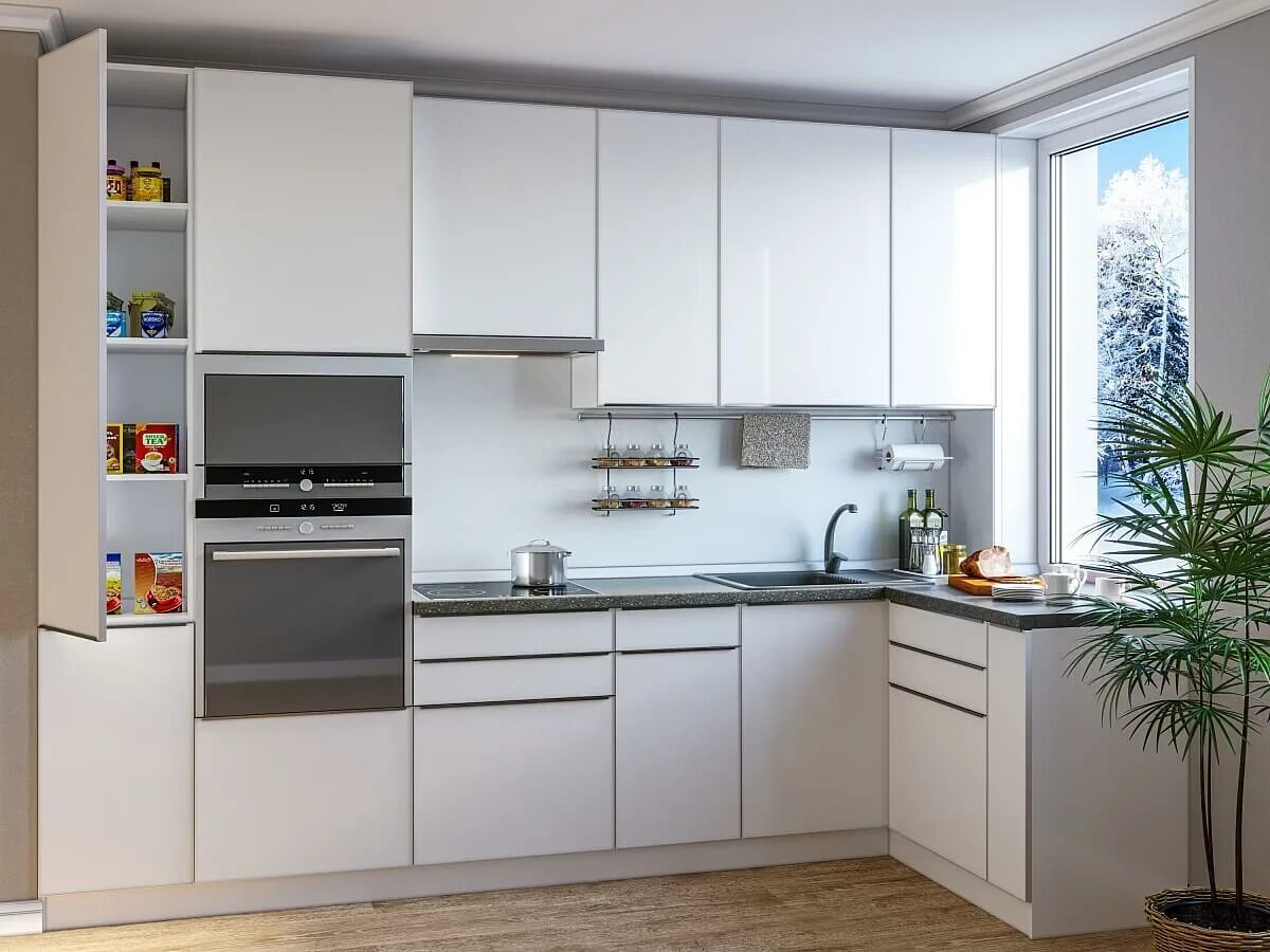 Кухонный гарнитур смотреть фото бесплатно Кухня угловая алюминиевый профиль Фьюжн 4,39 м - купить угловые кухни в интернет