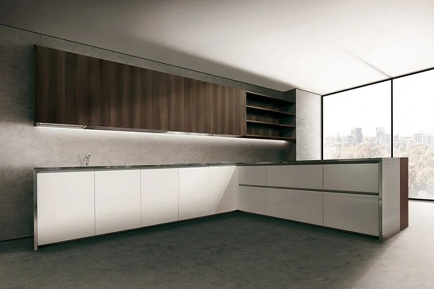 Кухонный гарнитур со скрытыми ручками фото Кухня Mk Cucine 04 из Италии, купить итальянскую кухню Mk Cucine 04 в Москве