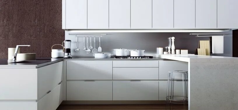 Кухонный гарнитур со скрытыми ручками фото Эргономика кухни Советы дизайнеров, фото и актуальные тенденции