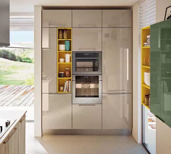 Кухонный гарнитур со встроенным холодильником фото Итальянская кухня SWING 12 фабрики LUBE - Ital-Collection