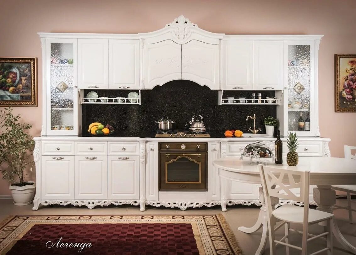 Кухонный гарнитур ставрополь фото цены Кухня Империя мебели Легенда 3,6м белый, орех, крем - купить в Москве мебель для