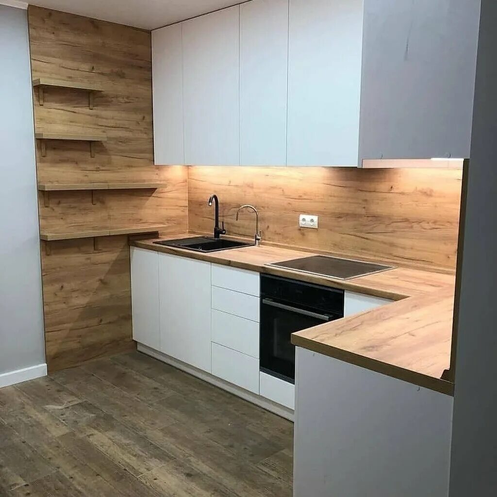 Кухонный гарнитур столешница под дерево фото Панорама: Кредо-М, мебель для кухни, ул. Лесопильщиков, 165Г, Красноярск - Яндек