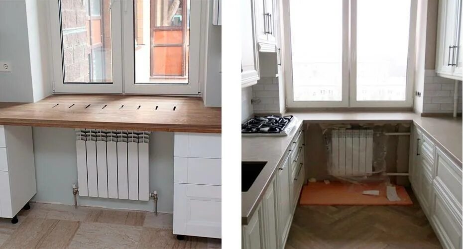 Кухонный гарнитур столешница под окном фото Подоконник-столешница на кухне - 70 фото и 12 практических советов