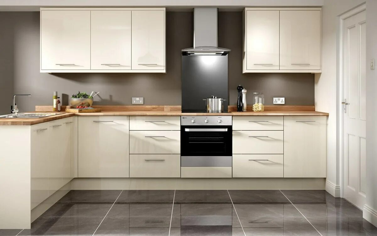 Кухонный гарнитур светлого цвета фото Заказать кухню : Кухня угловая KU-012