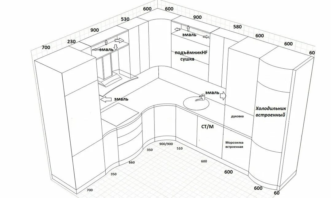 Кухонный гарнитур своими руками чертежи и схемы Чертежи и схемы кухонных шкафов с размерами