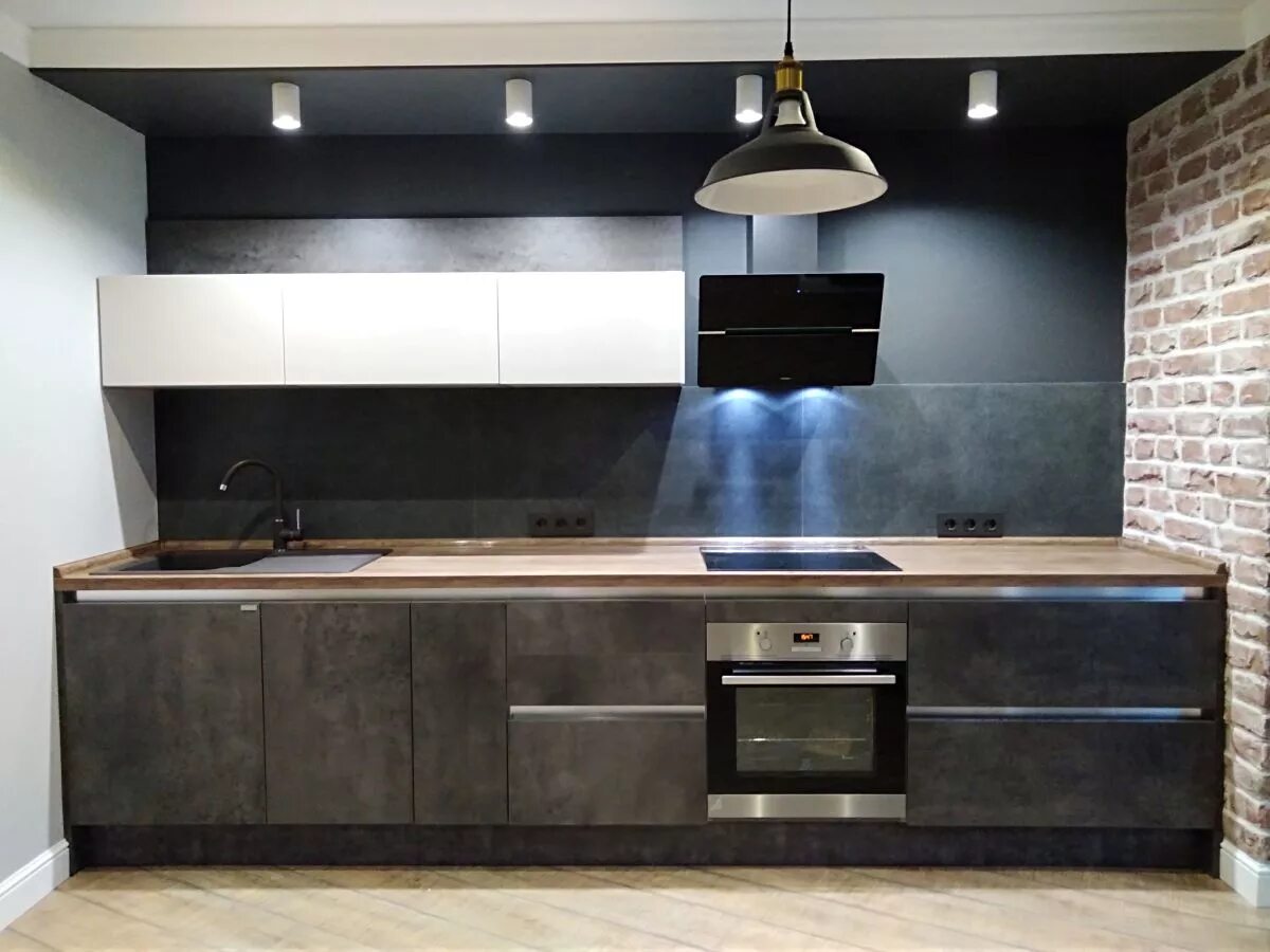 Кухонный гарнитур цвет бетон фото Кухни из пластика Fenix в Москве от производителя 100 Кухонь