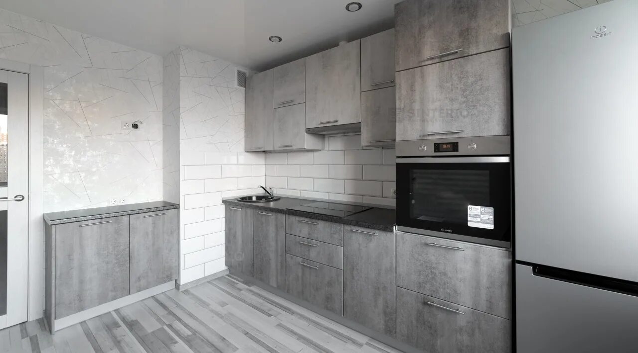 Кухонный гарнитур цвет бетон фото Sinterio - Прямые кухни - Кухня Лансон