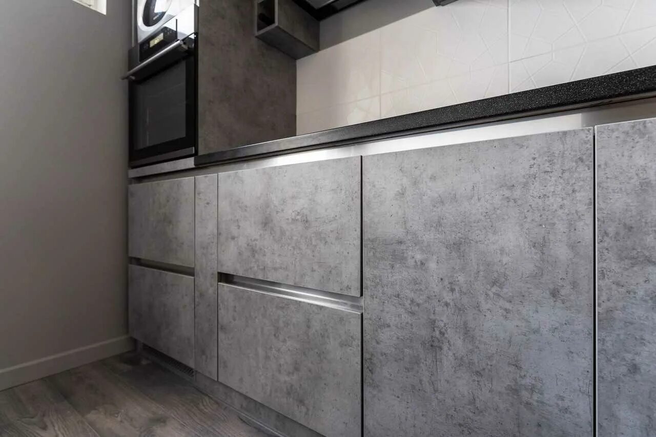 Кухонный гарнитур цвет бетон фото Кухня под бетон - Кухня серый бетон.