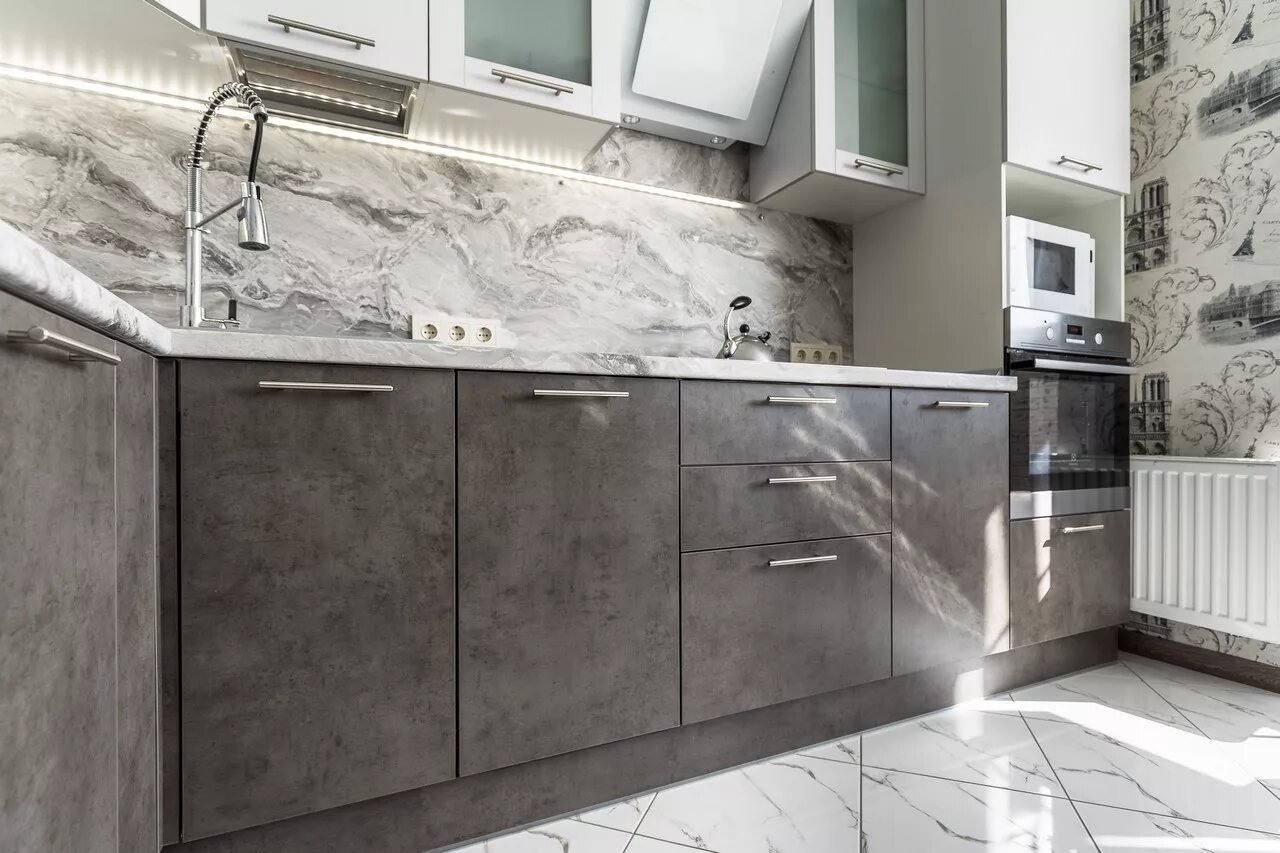 Кухонный гарнитур цвет бетон фото Производство и замена кухонных фасадов в СПб. Фасады для кухни купить отдельно п