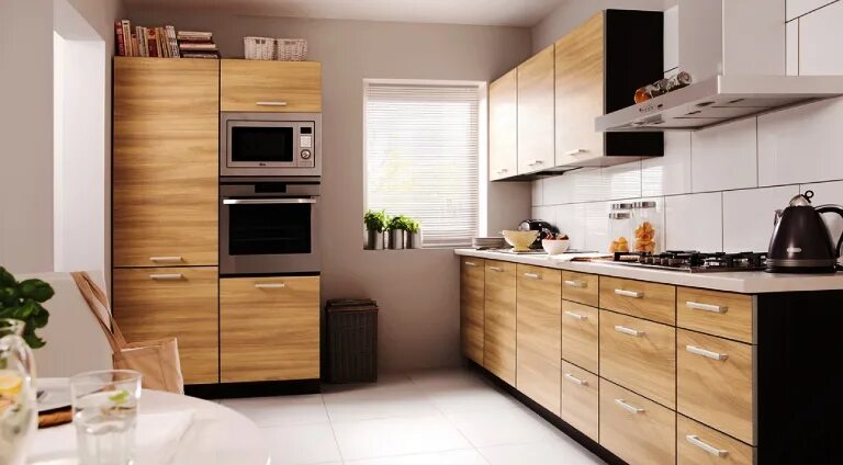 Кухонный гарнитур цвет дерева фото Кухни из ЛДСП: распространенные плюсы и минусы материала