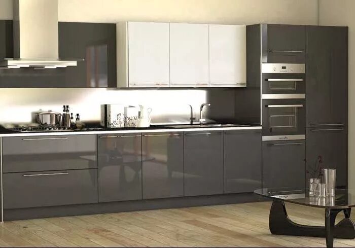 Кухонный гарнитур цвет графит фото NOVA KOLEKCIJA VISOKOG SJAJA Pinoles