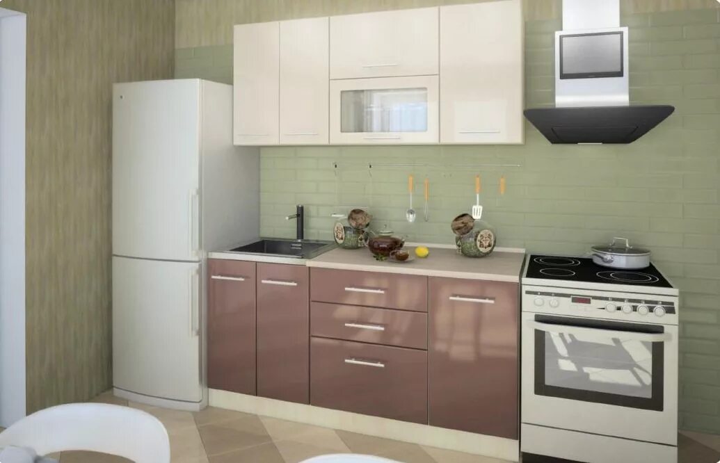 Кухонный гарнитур цвет капучино фото Модульная кухня Ксюша, композиция 2 купить в Санкт-Петербурге по цене 19 626 ₽ в