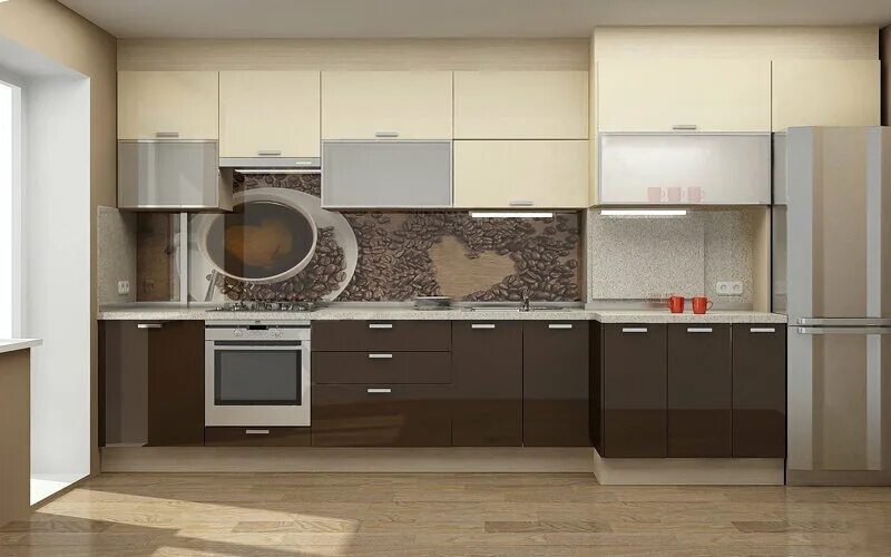 Кухонный гарнитур цвет тирамису фото Кухня цвета капучино: ˮвкусныйˮ цвет, создающий в интерьере атмосферу домашнего 