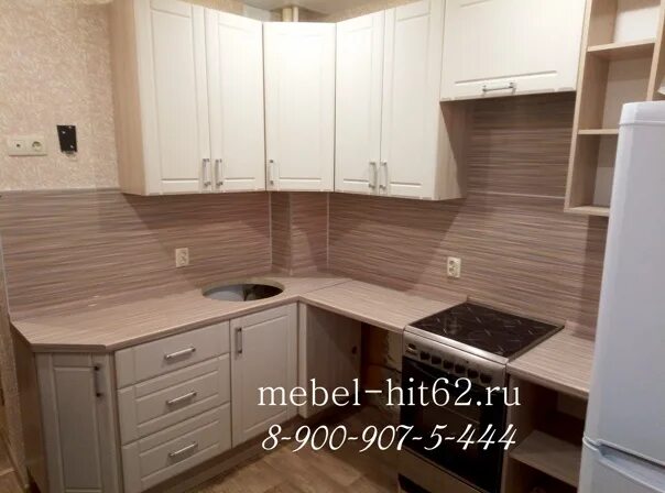 Кухонный гарнитур цвет тирамису фото Кухня с фасадами МДФ в пленке - 51923 (Силк Тирамису), фрезеровка - Стайл. Благо