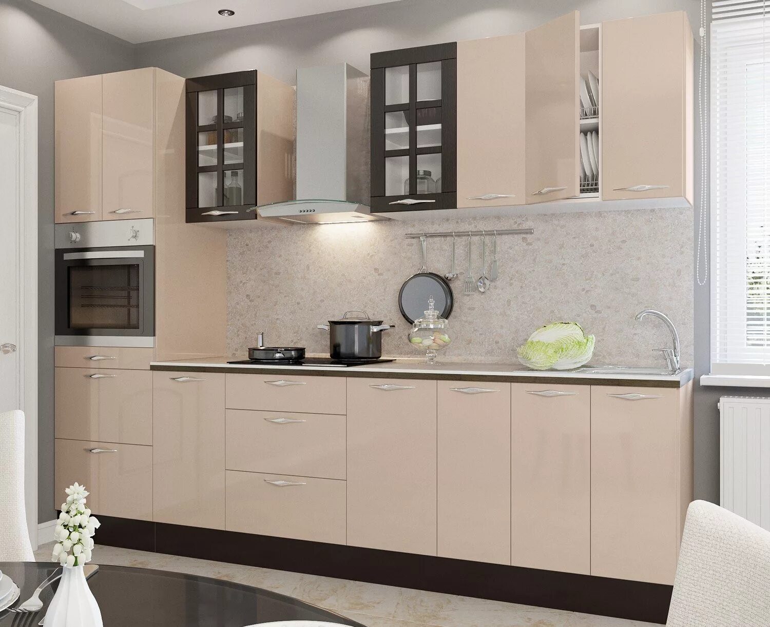 Кухонный гарнитур цвет тирамису фото Прямой кухонный гарнитур "Максим" купить недорого от производителя