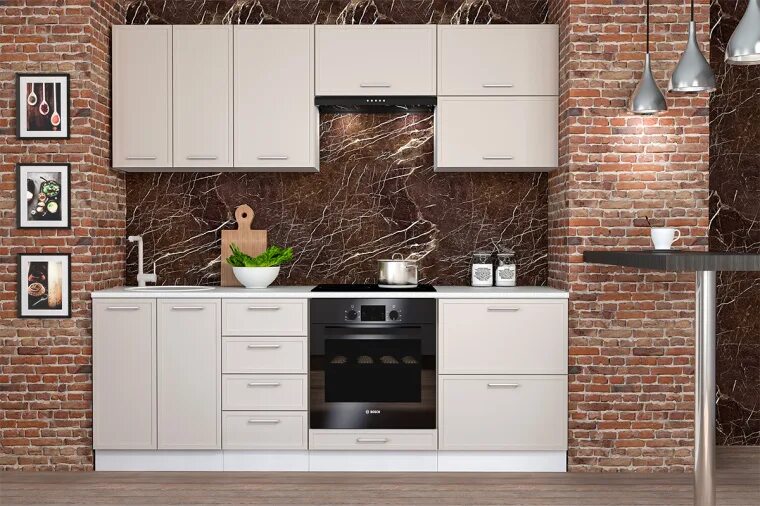 Кухонный гарнитур цвет тирамису фото Кухня Лайт набор 4