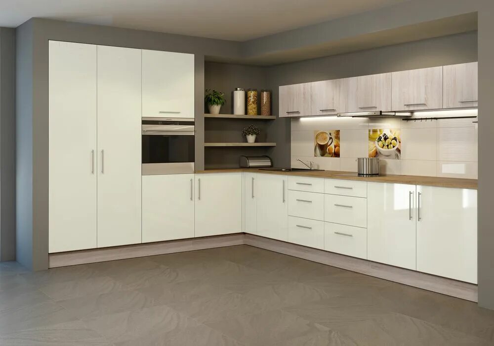 Кухонный гарнитур цвет тирамису фото Fronty Delinia - Lugo krem w sklepach Leroy Merlin.