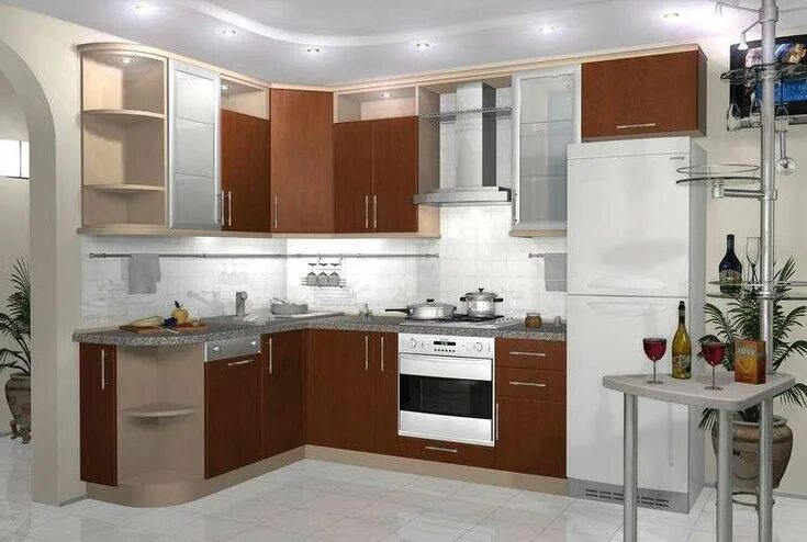 Кухонный гарнитур углом фото Угловой кухонный гарнитур: планировка, примеры и фото Дизайн кухонь, Кухня, Маке