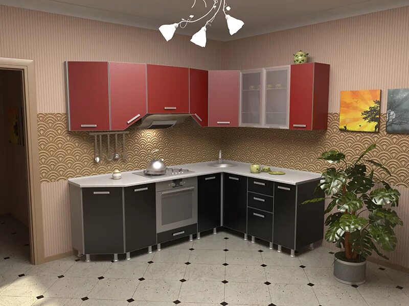Кухонный гарнитур углом фото Яркая функциональная мебель для дома на стенде компании "КиМер", ТМ "АЛСО"