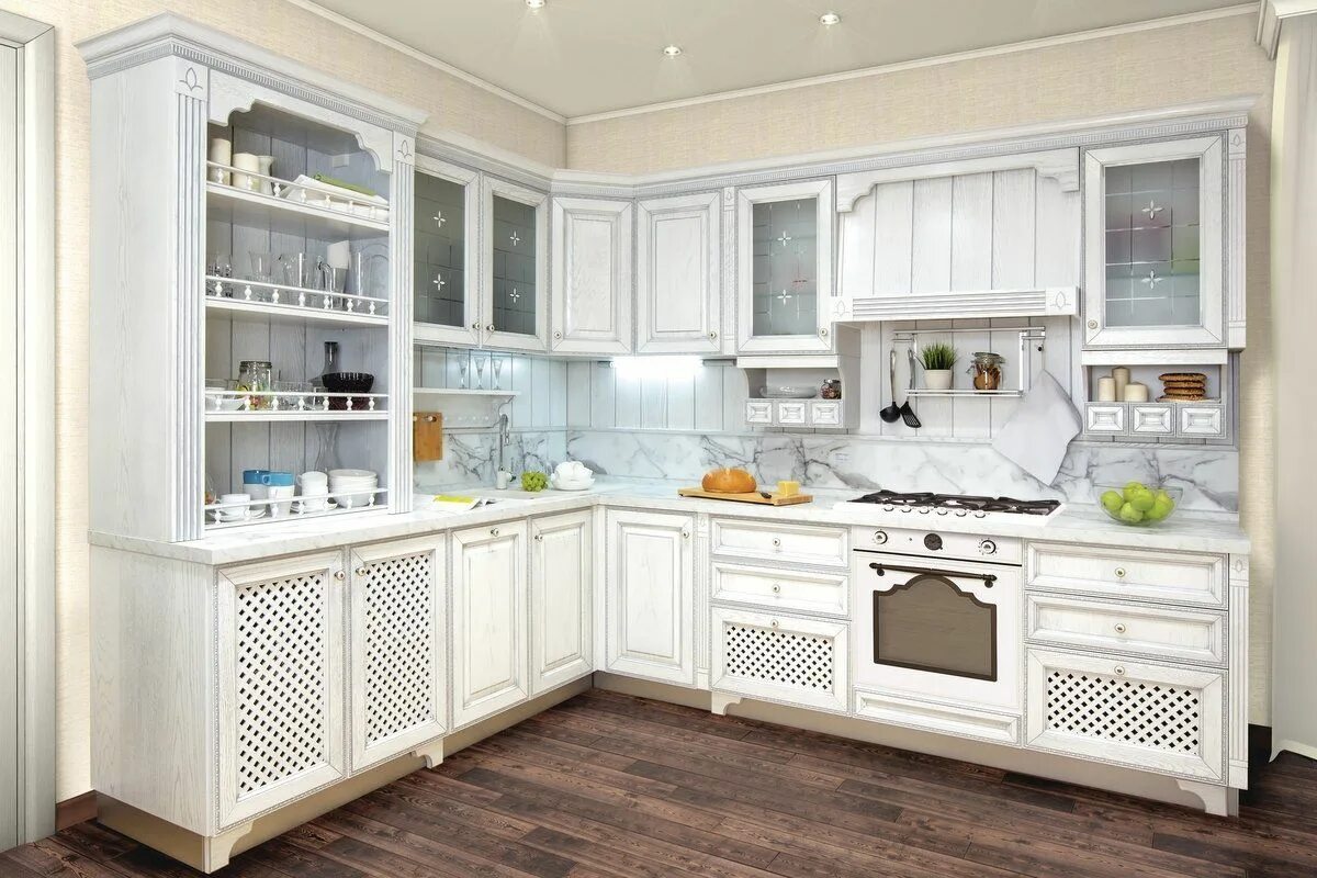 Кухонный гарнитур угловой с витриной фото Весь товар находится в рубриках слева!