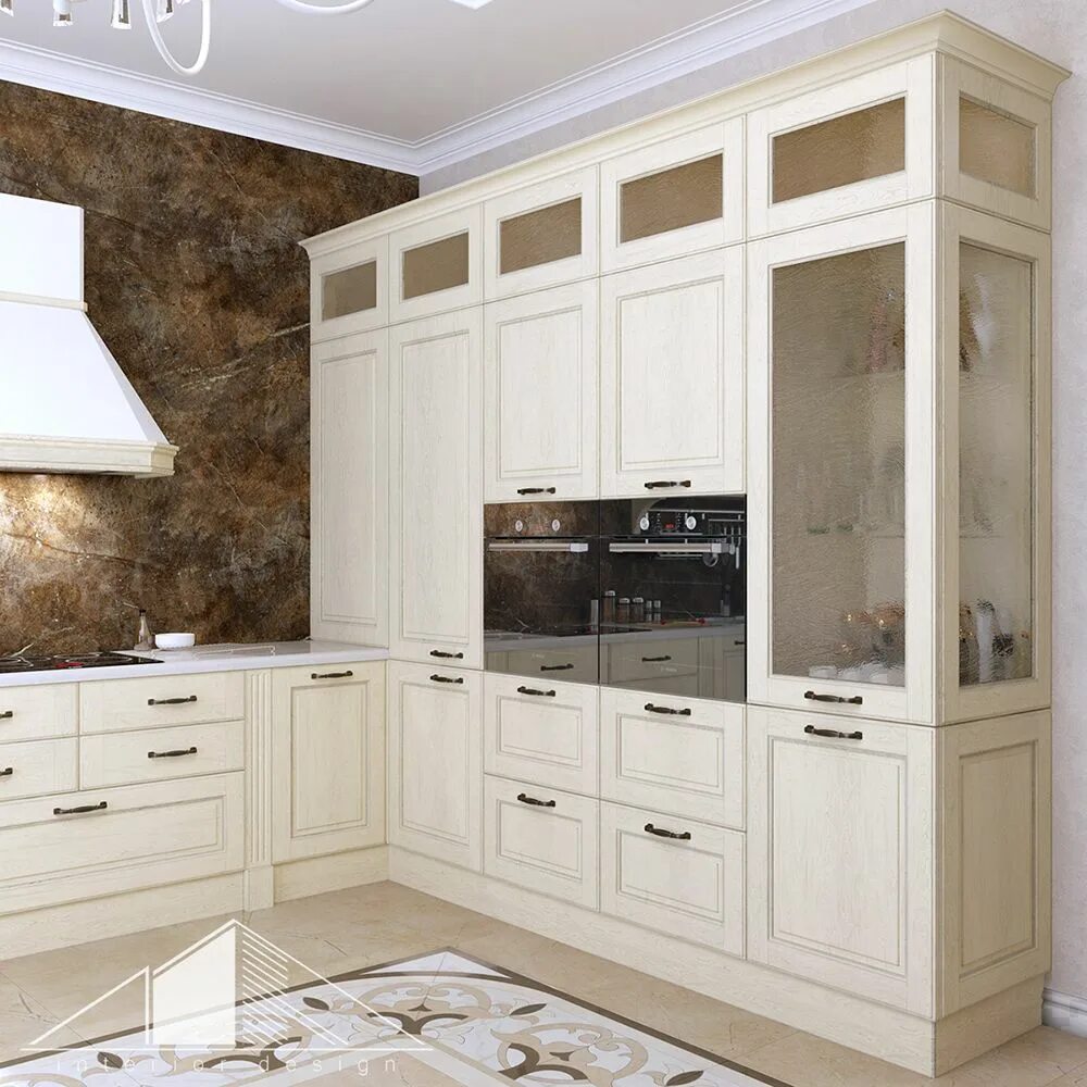 Кухонный гарнитур угловой с витриной фото Светлая кухня DELLA LUCE в стиле прованс Кухня, Дизайн интерьера, Дизайн