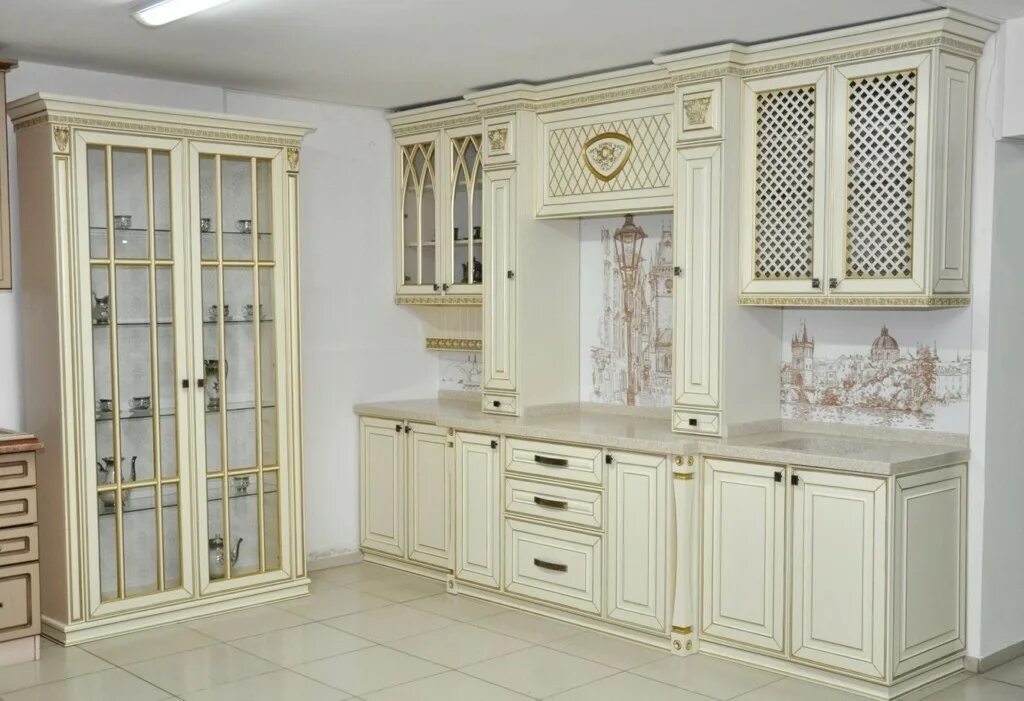 Кухонный гарнитур угловой с витриной фото Буфет для кухни: ТОП-200 фото лучших новинок дизайна из каталога кухонной мебели